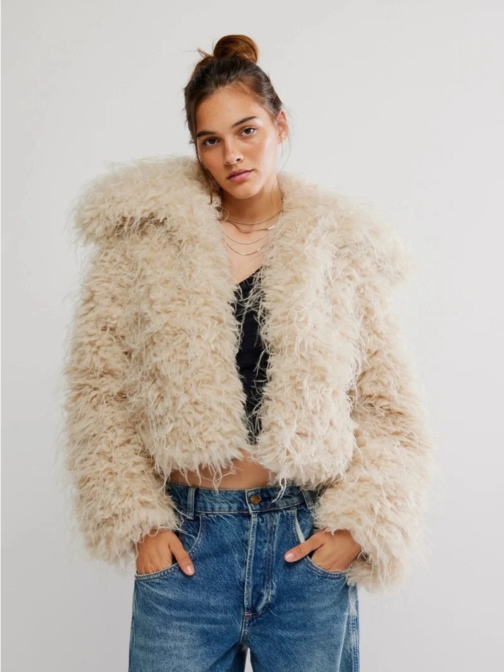 ๐ฏ๐น Free People ~ Moonlight Glam Faux Fur Jacket - Picture 6 of 14